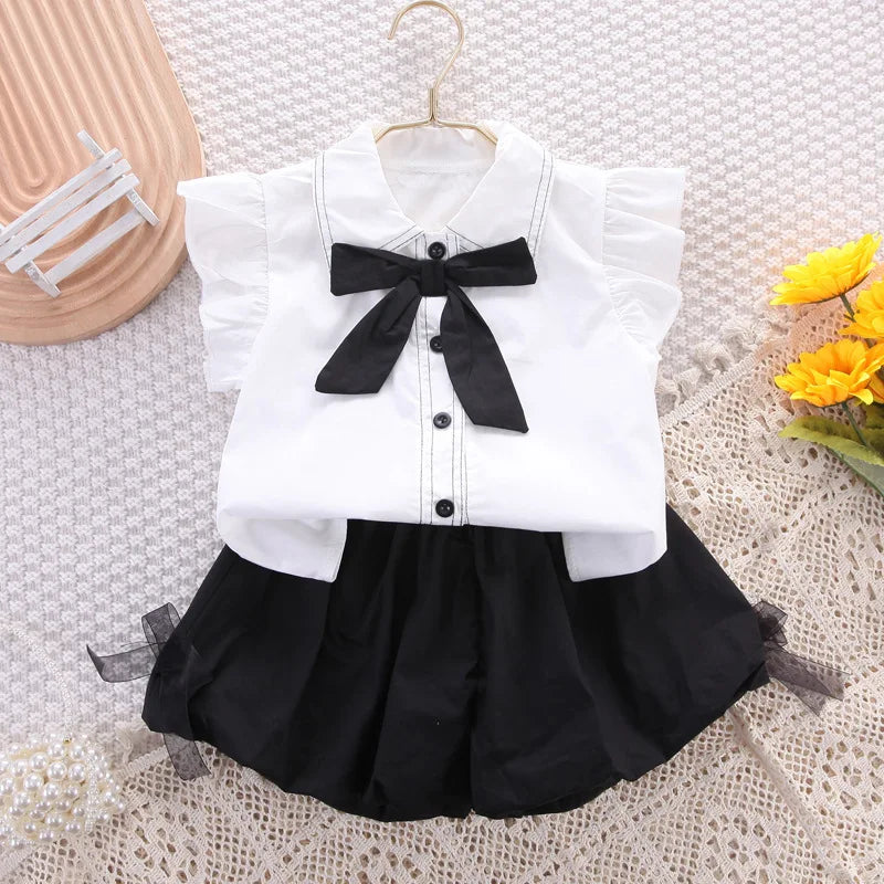 Kid's Polyester Turn-Down Collar Short Sleeve Casual Wear Clothes