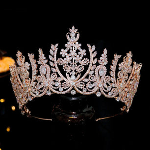 Women's Copper Plant Pattern Tiaras Elegant Bridal Wedding Crown