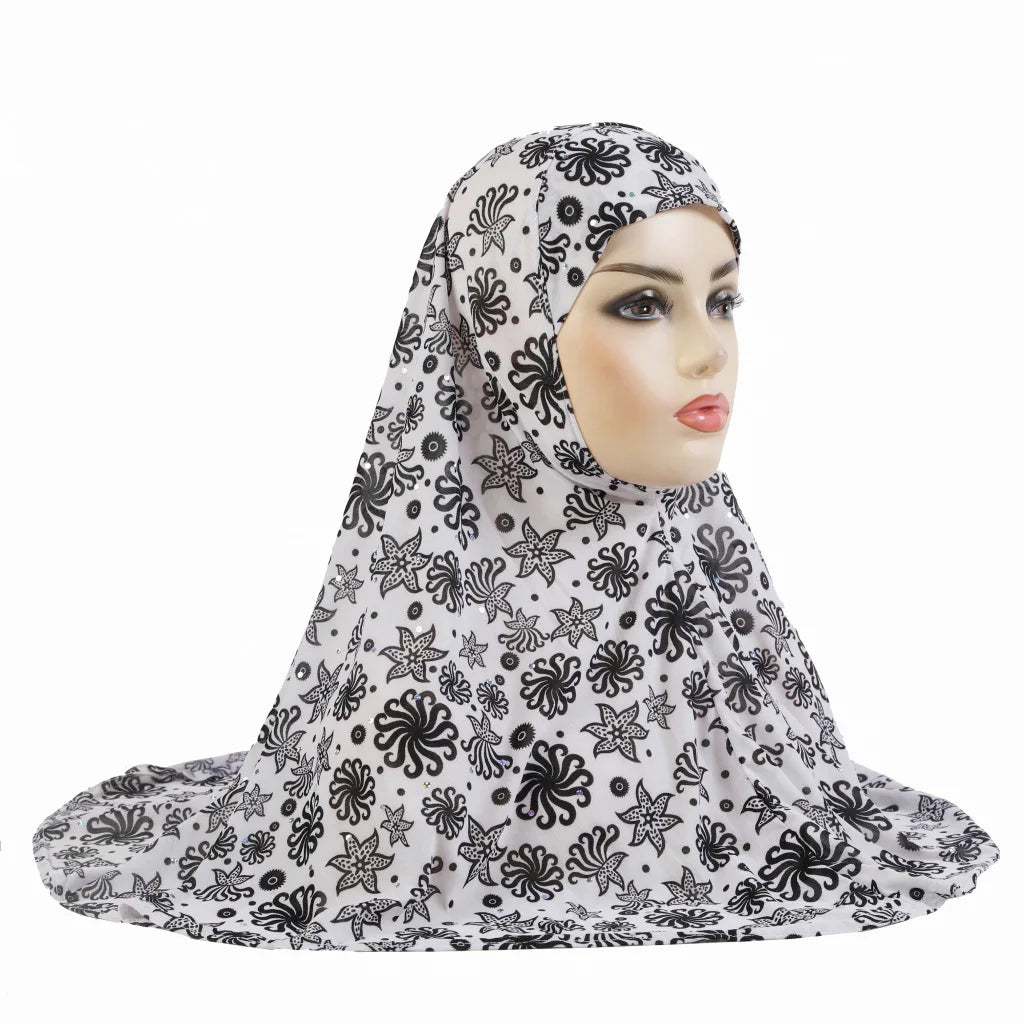 Women's Arabian Polyester Headwear Printed Pattern Casual Hijabs