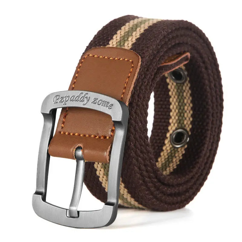 Men's Canvas Pin Buckle Closure Mixed Colors Pattern Belts