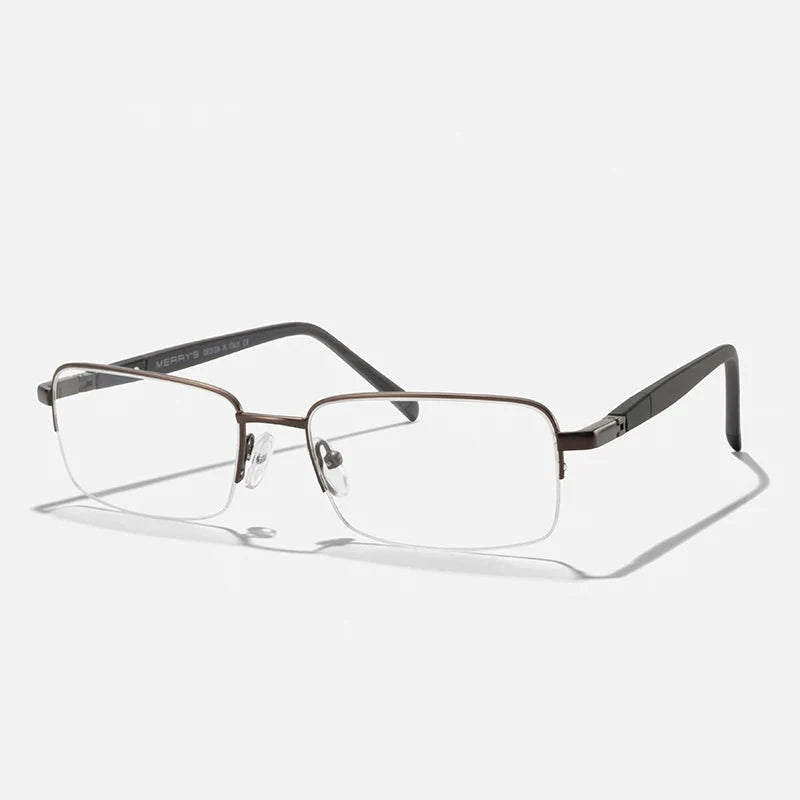 Men's Titanium Alloy Frame Half-Rim Square Shaped Trendy Glasses