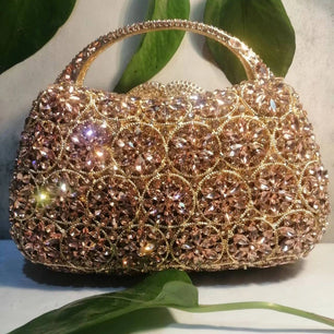 Women's Metallic Hasp Closure Rhinestone Pattern Large Tote Bag