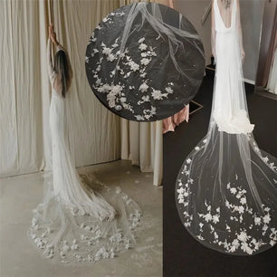 Women's Polyester Lace Edge One-Layer Cathedral Wedding Veils