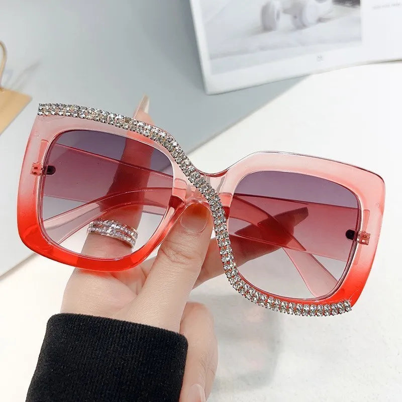 Women's Polycarbonate Frame Square Shaped Rhinestone Sunglasses
