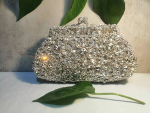 Women's Metallic Hasp Closure Rhinestone Pattern Wedding Clutch