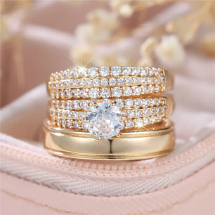 Women's Cubic Zirconia Geometric Shape Prong Setting Trendy Ring