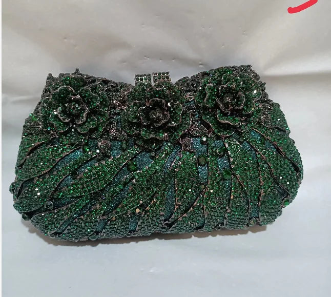 Women's Metallic Hasp Closure Rhinestone Pattern Wedding Clutch