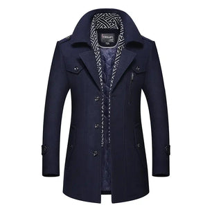 Men's Wool Turn-Down Collar Full Sleeves Single Breasted Jacket