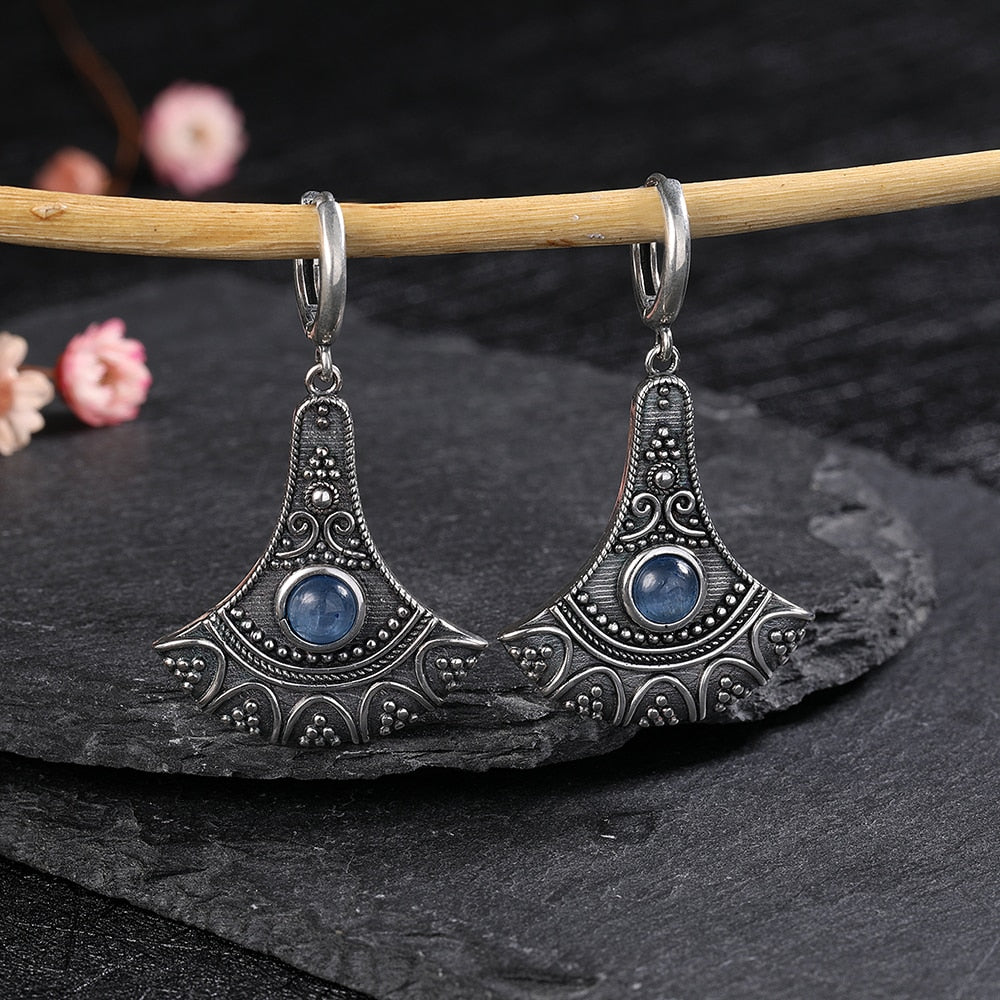 Women's Tibetan Silver Semi-Precious Stone Geometric Earrings