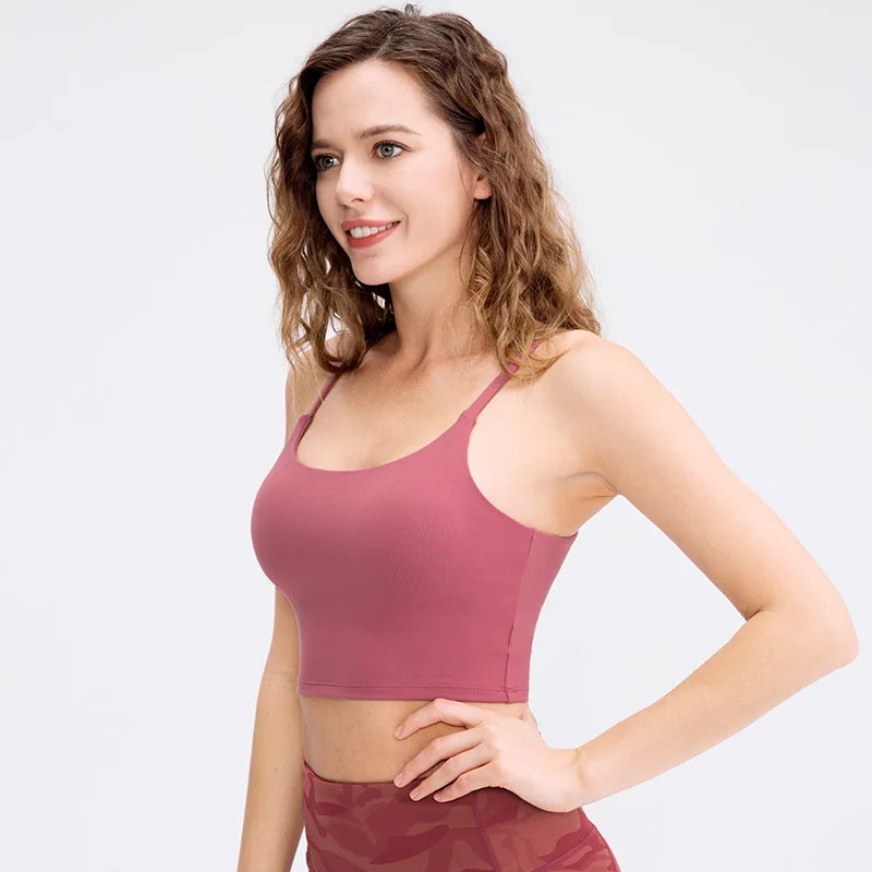 Women's Nylon Square-Neck Sleeveless Push Up Yoga Workout Top