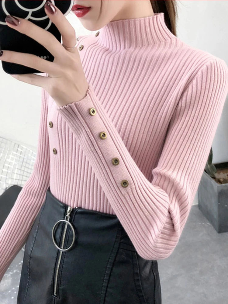 Women's Acrylic Turtleneck Full Sleeve Solid Pattern Sweater