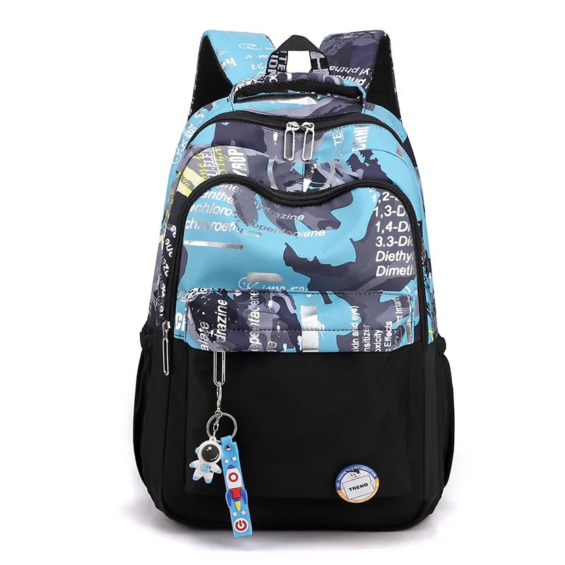 Kid's Nylon Zipper Closure Waterproof Trendy School Backpack