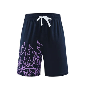 Men's Polyester Drawstring Closure Printed Pattern Fitness Shorts