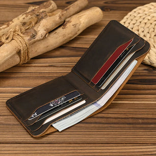 Men's Genuine Leather Solid Pattern Card Holder Trendy Wallet