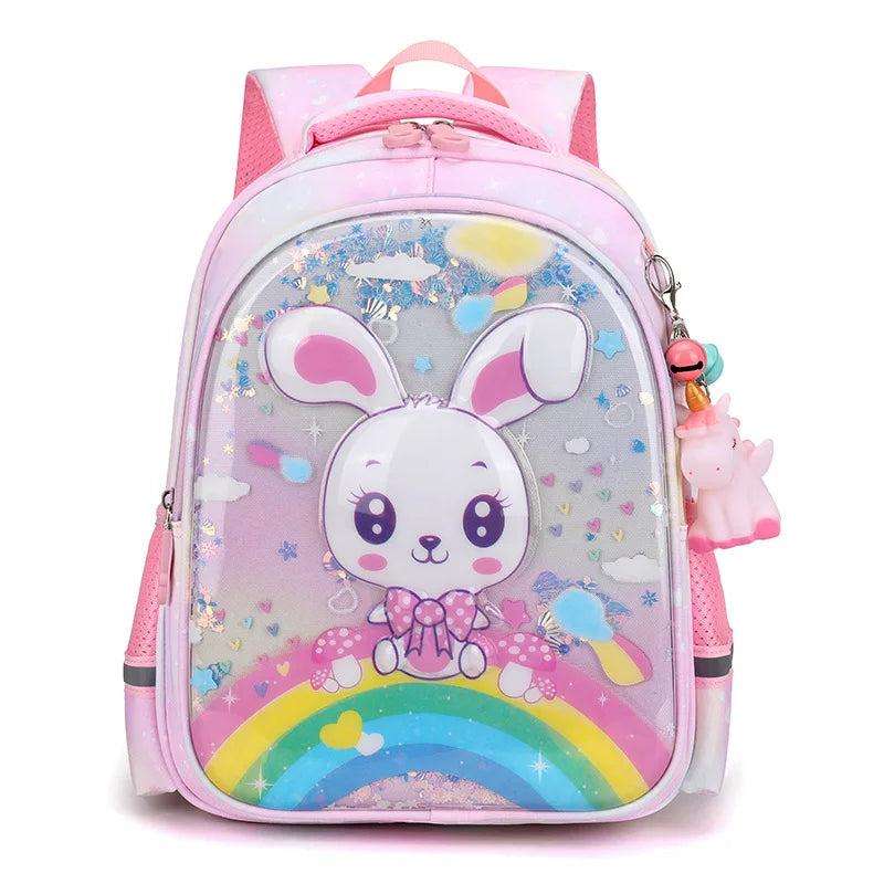 Kid's Girl Polyester Zipper Closure Waterproof School Backpack