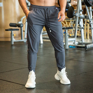 Men's Nylon Drawstring Closure Quick-Drying Gymwear Trousers