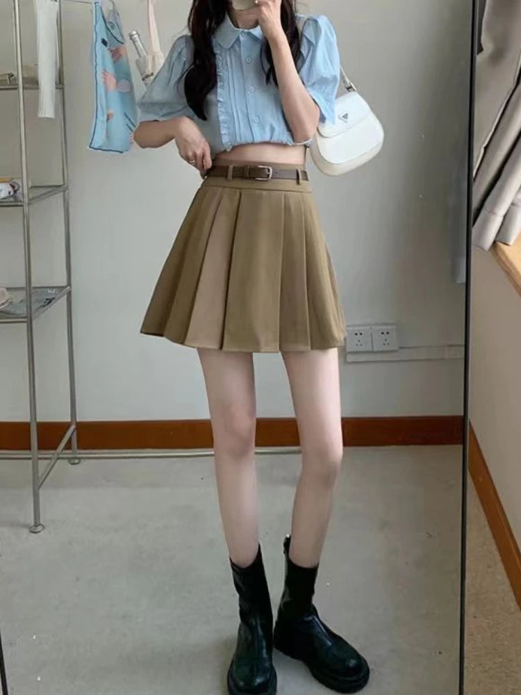 Women's Polyester High Waist Pleated Pattern Casual Wear Skirts