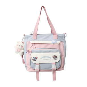 Kid's Girl Nylon Zipper Mixed Colors Pattern School Backpack