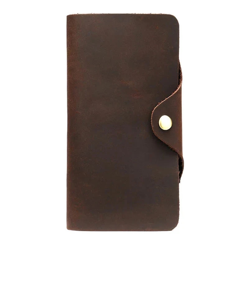 Men's Genuine Leather Solid Pattern Card Holder Trendy Wallets