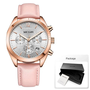 Women's Alloy Case Buckle Clasp Round Shaped Waterproof Watch