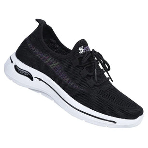 Women's Cotton Round Toe Lace-Up Closure Sports Wear Sneakers