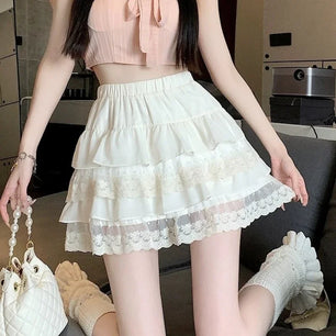 Women's Cotton High Waist Pleated Pattern Casual Wear Mini Skirts