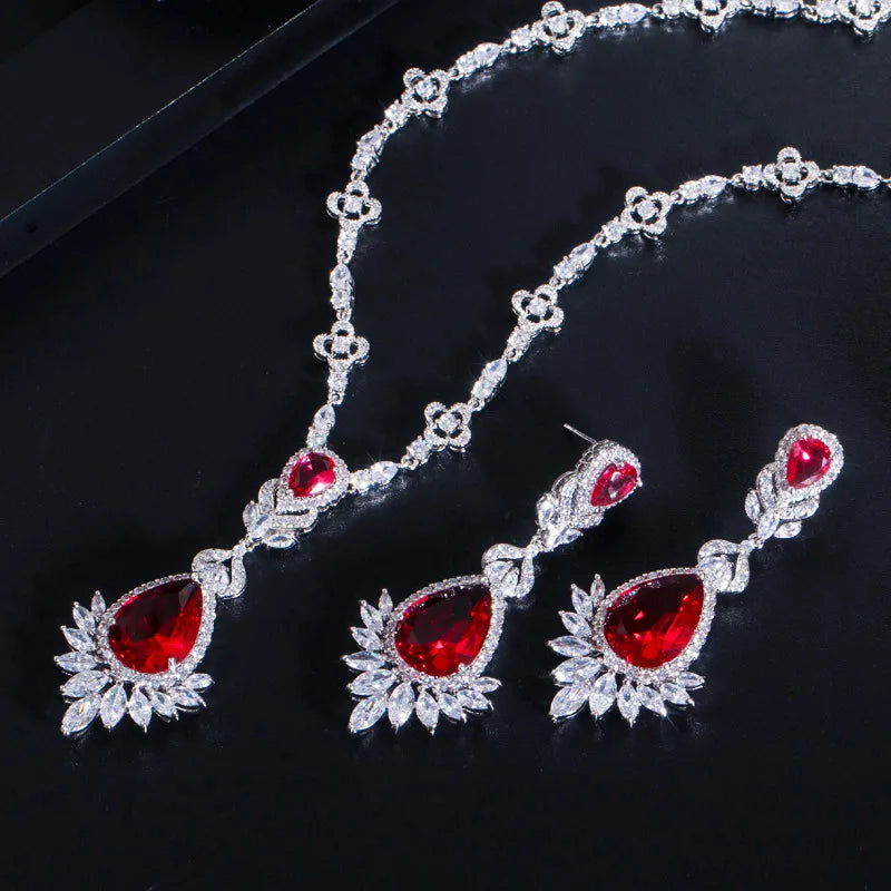 Women's Copper Alloy Cubic Zirconia Water Drop Classic Jewelry Set