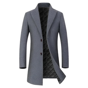 Men's Polyester Turn-Down Collar Full Sleeve Single Breasted Coat