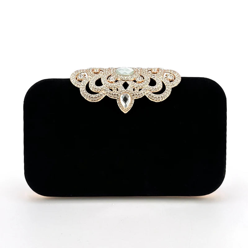 Women's Corduroy Hasp Closure Solid Pattern Bridal Wedding Clutch