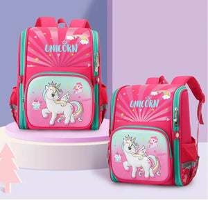 Kid's Nylon Zipper Closure Unicorn Pattern Trendy School Backpack