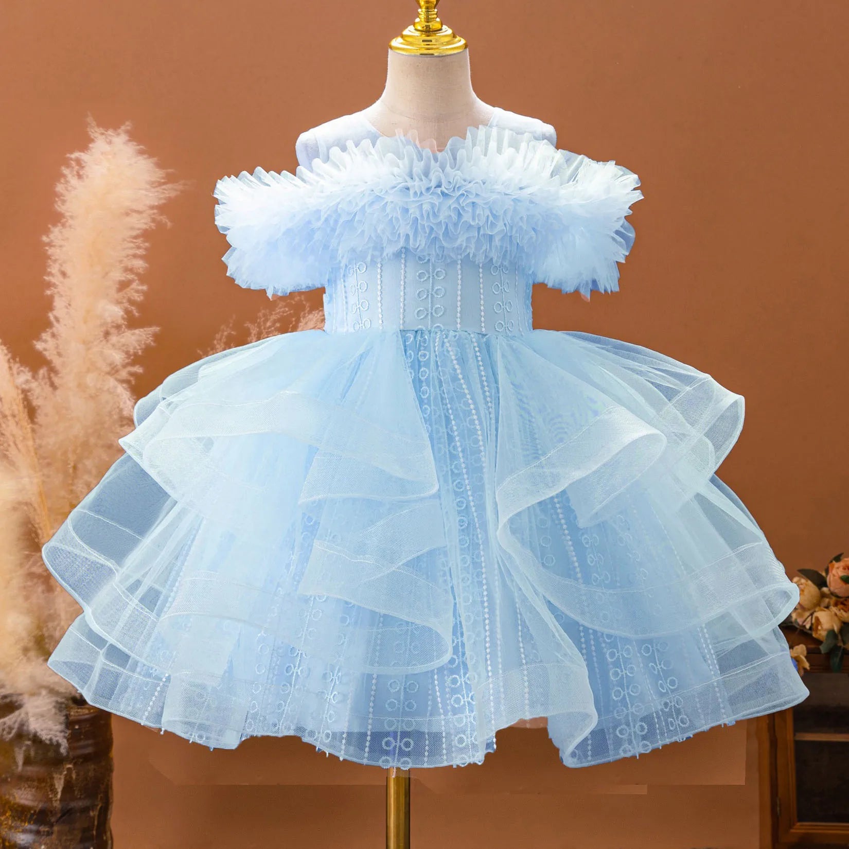 Kid's Girl Polyester Sleeveless Pleated Pattern Princess Dress