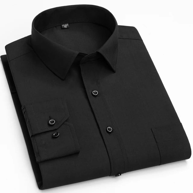 Men's Cotton Turn-Down Collar Long Sleeve Single Breasted Shirt