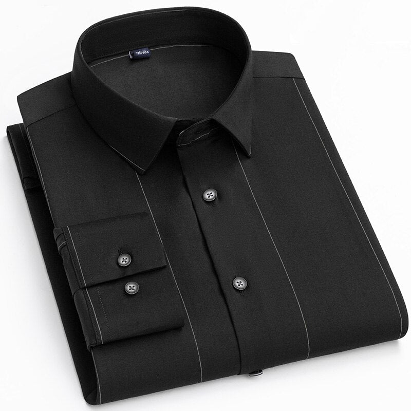 Men's Bamboo Fiber Turn-Down Collar Single Breasted Formal Shirt