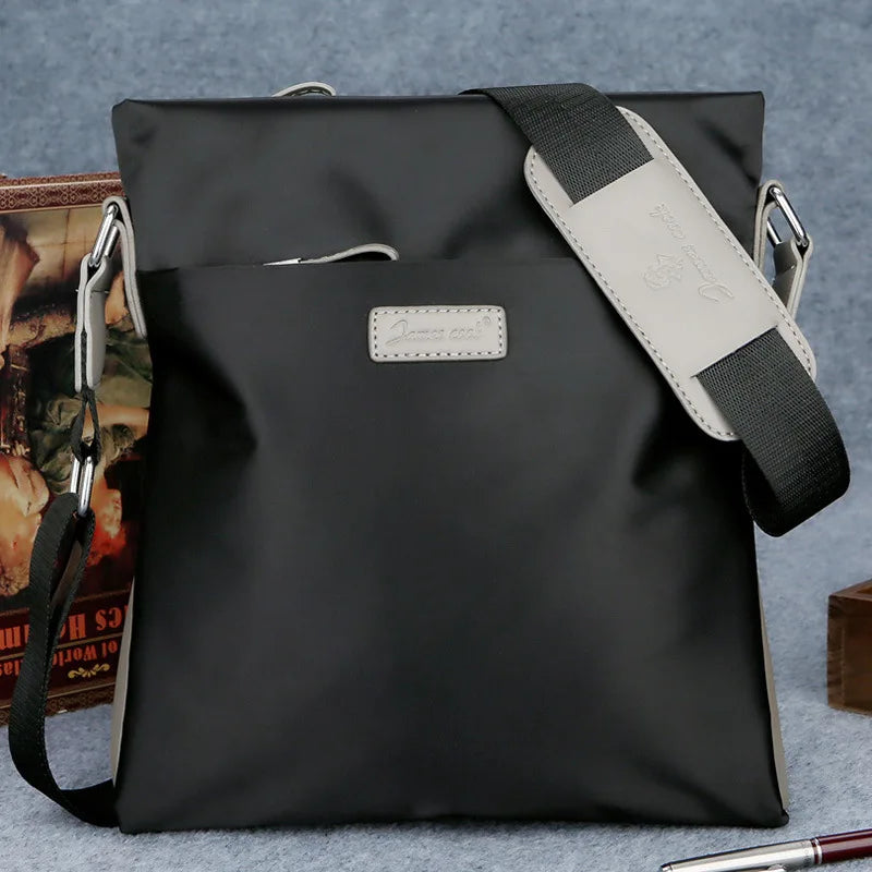 Men's Oxford Zipper Closure Silt Pocket Messenger Shoulder Bag