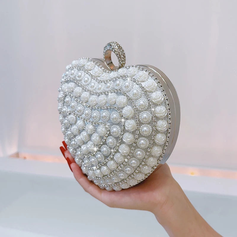 Women's PU Heart Shape Pearl Pattern Classic Wedding Clutch