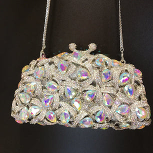 Women's Metallic Hasp Closure Rhinestone Luxury Wedding Clutch