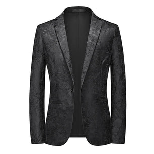 Men's Polyester Full Sleeve Single Breasted Closure Printed Blazer