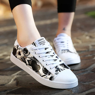 Women's Cotton Round Toe Lace-Up Closure Jogging Sports Shoes