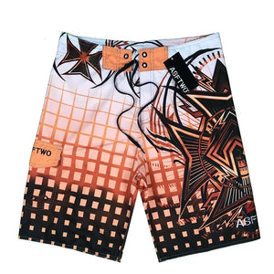 Men's Microfiber Drawstring Closure Plaid Swimwear Beach Shorts