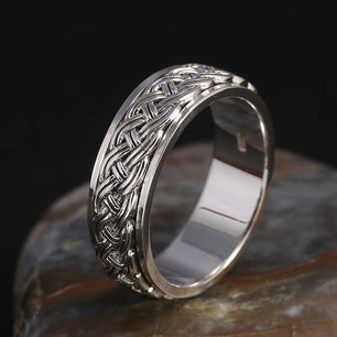 Men's 100% 925 Sterling Silver Round Pattern Trendy Rotating Ring