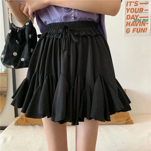 Women's Polyester Elastic High Waist Pleated Pattern Casual Skirts