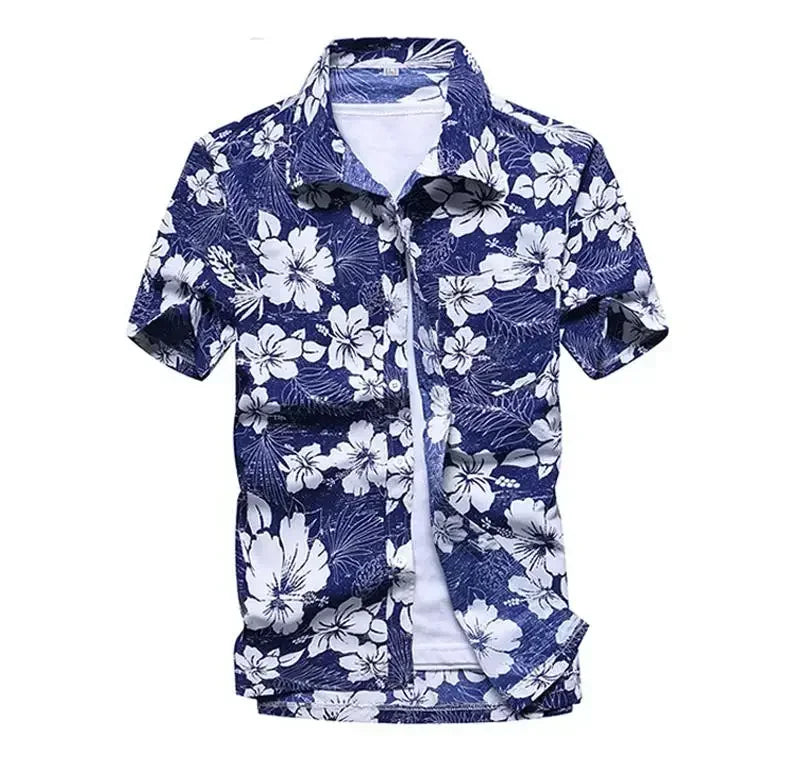 Men's Polyester Turn-Down Collar Short Sleeves Casual Wear Shirts