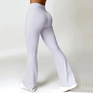 Women's Nylon High Waist Full Length Running Yoga Flare Leggings