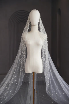 Women's Polyester Bead Edge One-Layer Cathedral Wedding Veils