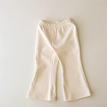 Kid's Cotton Mid Waist Elastic Closure Casual Wear Trousers