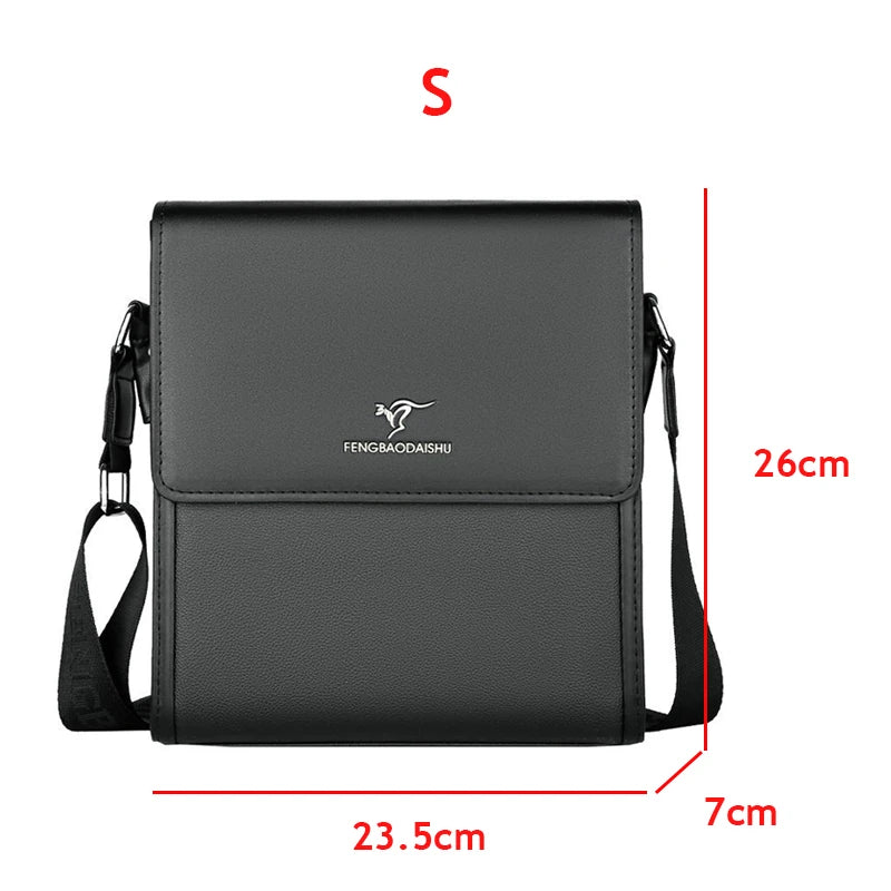 Men's PU Leather Cover Closure Solid Pattern Elegant Shoulder Bag