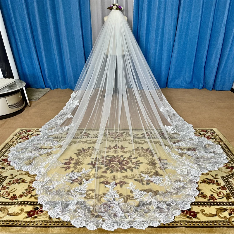 Women's Polyester Applique Edge Two-Layer Bridal Wedding Veils