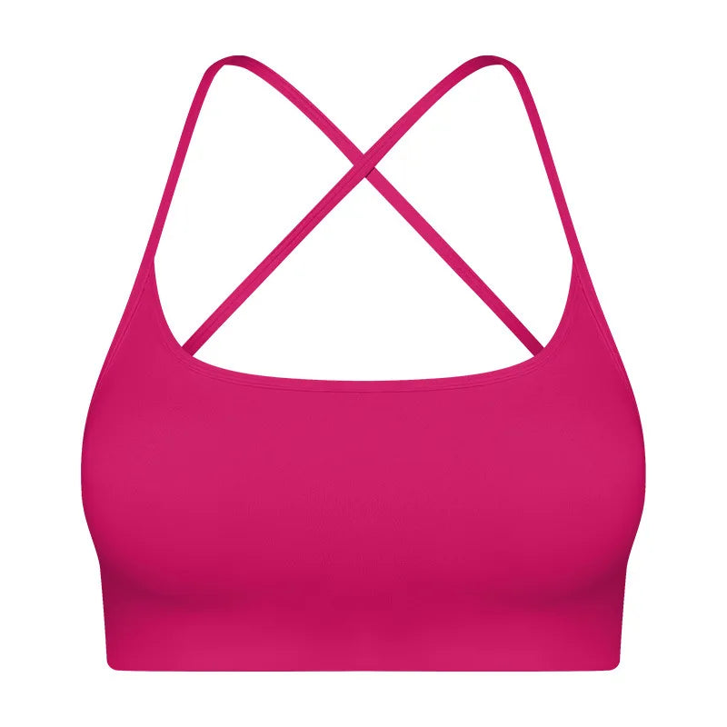 Women's Nylon Square-Neck Sleeveless Shockproof Yoga Crop Top