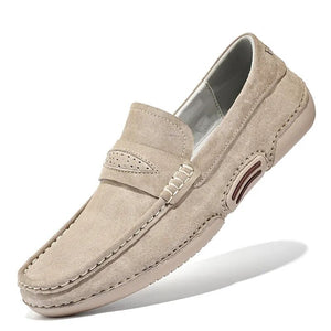 Men's Genuine Leather Square Toe Slip-On Closure Casual Shoes