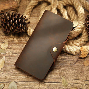 Men's Genuine Leather Solid Pattern Card Holder Trendy Wallets